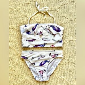 Girls white bikini with whales 4T-5T